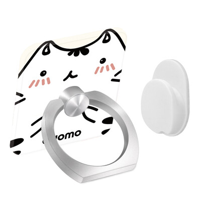 

YOMO original illustrator mobile phone ring bracket metal finger buckle bracket anti-lost throwing mobile phone flat bracket for Apple phone Andrews mobile phone white cat