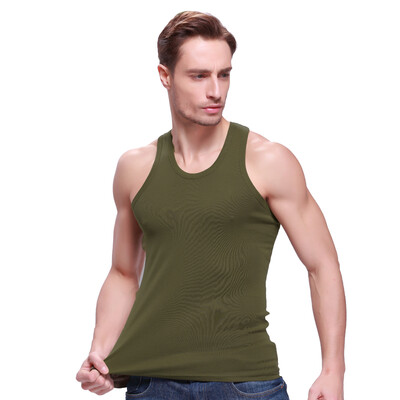 

Snow men&39s vest pure color cotton body vest men four seasons fashion underwear shirt green X-600111  185