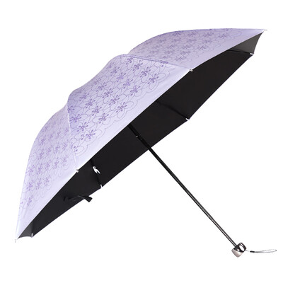 

【Jingdong Supermarket】 Sun City (SUN CITY) black rubber silver flower umbrella three fold sun umbrella sunny umbrella CX1615 Roland violet