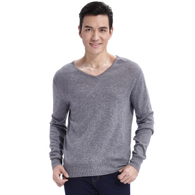 

A Shidun Fashion Korean Slim V - neck Men 's Sweater Shirt Shirt Male Gray 180 /  A4090058