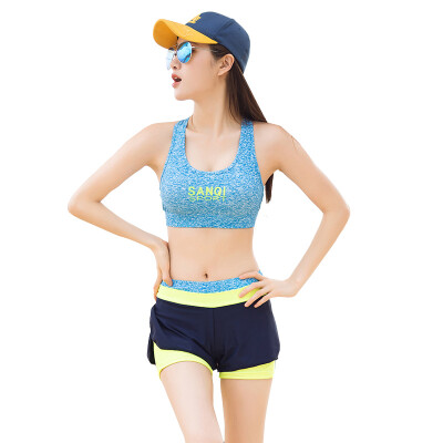 

Three odd SANQI bikini swimwear ladies small chest big chest gather movement bikini Korean wind hot spring swimsuit 16050 light blue  code