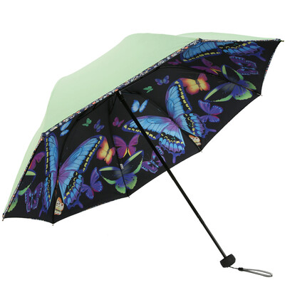 

Paradise umbrella (UPF50 +) double hit black rubber butterfly fly three fold sun umbrella sunny umbrella 31