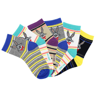 

LOONEY TUNES Lok a child socks striped sprout rabbit hips four seasons combed cotton cute childlike child baby socks 6 pairs of 16-18cm