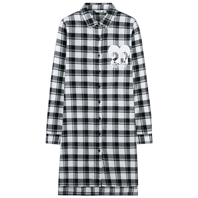 

Semir Lady Lattice Print Long Long Sleeve Shirt Long Sleeve Shirt 13316050023 Black & White XL