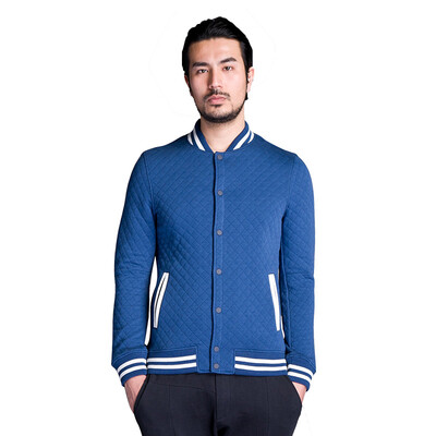 

YOMS тонкого хлопка вязать свитер М-стороннего ромбовидный воздушного слой моды жаккардового кардиган куртка 52203003 Синего S