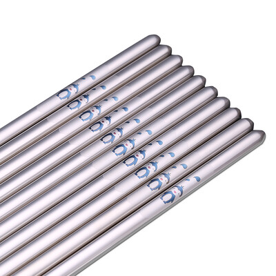 

Double gun Suncha chopsticks 304 stainless steel chopsticks snowflake chopsticks suit non-slip Japanese hotel chopsticks 10 double-loaded DK3055
