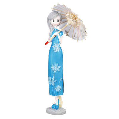 

Flower set cheongsam beauty handicrafts ornaments brawny umbrella girl Chinese wind home decorations living room entrance to send friends to send friends to send friends birthday gift HS16G01W pink white