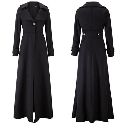 

New Arrival Women Warm Trench Coat Slim Long Woolen Dress Coat