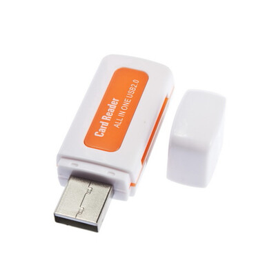 

Protable 4 in 1 Memory Multi Card Reader USB 2.0 for SD/TF/T-Flash/M2 Card Orange