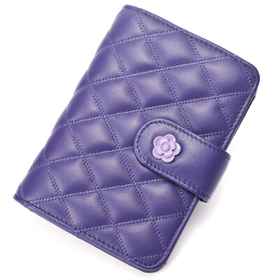

DOODOO wallet female short section sheepskin lady new little wallet Japanese&Korean style fan change coin bag D6965 purple