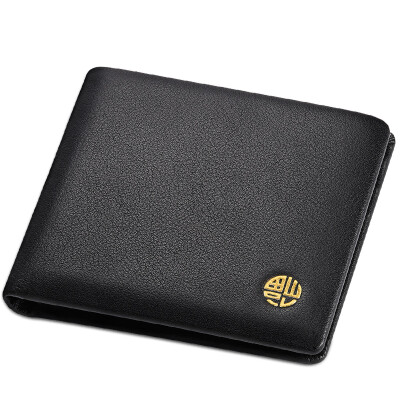 

Wizards (TRIES) wallet male short paragraph multi-card position fashion crossed two fold business head layer cowhide wallet gift box 63011-1 black