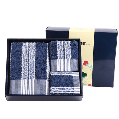 

Xin brand towel home textiles cotton life master high fine yarn jar towel towel towel three sets of gift boxed blue