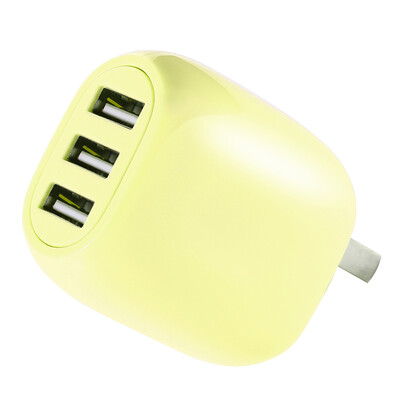 

Machine music phone charger power adapter phone fast plug plug 3 USB travel charger head 31A Apple Andrews mobile phone flat panel general L-M301 yellow