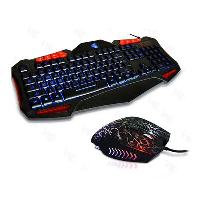 

LED USB проводной игровой клавиатуры Клавиатура Набор белая клавиатура и мышь установить компьютерную периферию