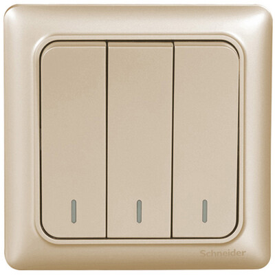 

Schneider Schneider switch socket switch panel three open single control switch Rui Yi series of gold