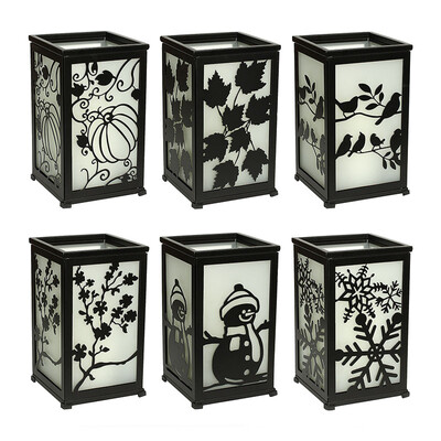 

Decorative Candle Lantern with LED Flameless Candles with Timer-12 Piece Replaceable Surface, Black, 5X5X8.5