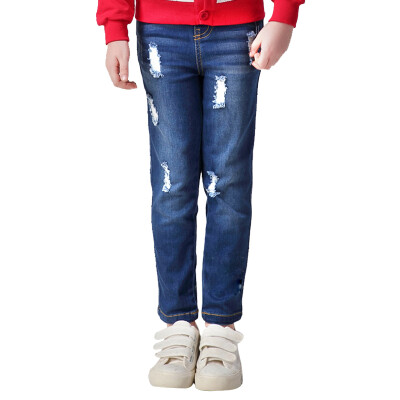 

Xin Song girls fashion holes jeans in the big children spring&autumn cowboy casual trousers pants E053B 12056