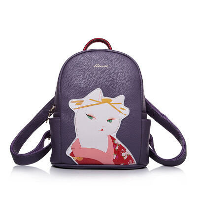 

Thousands of cents (QIANBH) new Korean version of the shoulder bag original print backpack casual bag Gui honey shoulder small backpack 01 1537-2 23 purple