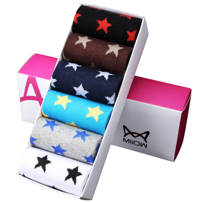 

Cat MiiOW socks men in the tube cotton socks stars casual men socks 6 double gift box