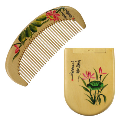 

【Jingdong Supermarket】 Gong Ting Huang Yang Mu comb painted mirror set suit birthday gift gift box packaging DA8-5