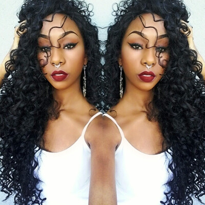 

N..W. Brazilian virgin human hair Lace front wigs Curly Glueless wigs with baby hair for black women