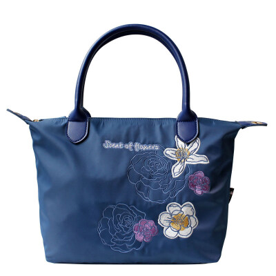 

Flower princess flower flower aroma embroidery art Messenger Messenger Oxford spinning canvas nylon leisure handbags 1702TXT003 blue