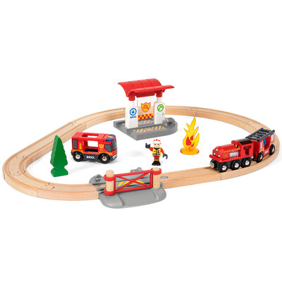 

BRIO Swedish brand children&39s wood rail car train model train toy train set - sound&light rescue fire department rail set BROC33815