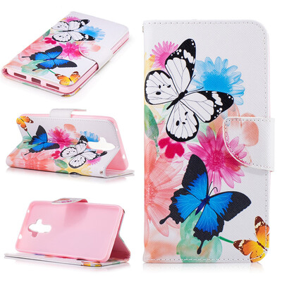 

Two Butterflies Design PU Leather Flip Cover Wallet Card Holder Case for HUAWEI Mate 9