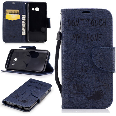 

Deep Blue Bear Style Embossing Classic Flip Cover with Stand Function and Credit Card Slot for SAMSUNG Galaxy A5 2017/A520