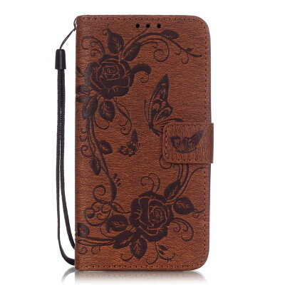 

Brown Butterfly Design PU Leather Flip Cover Wallet Card Holder Case for LG G5