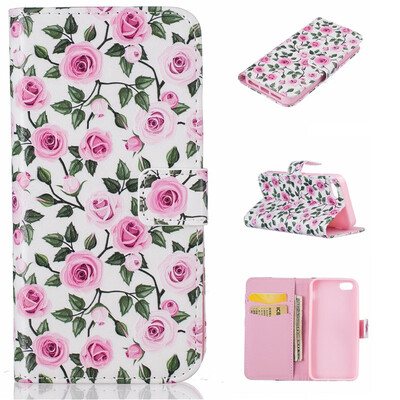 

Green leaf&flower Design PU Leather Flip Cover Wallet Card Holder Case for IPHONE 55S5SE