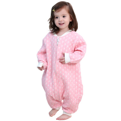 

like baby (elepbaby) baby sleeping bag spring and autumn models baby soft washed cotton split legs gauze sleeping bag children M code pink 75X34CM