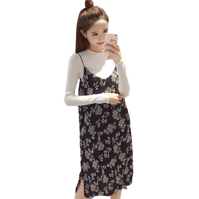 

Fittier Fragrance Blanket Sling Dress Knit Top Two Set 8157 Blue L