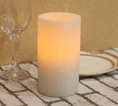 

DFL Flameless Real Wax Electronic Led Candles With Timer,Embossed Space Lattice,7.6X15.2 cm,for Mother's Day Gift