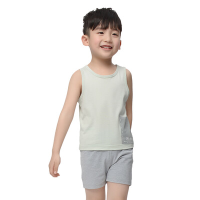 

Yu Zhaolin children's T-shirt boy sleeveless vest shorts home service suit M426624 line point wind 100 yards