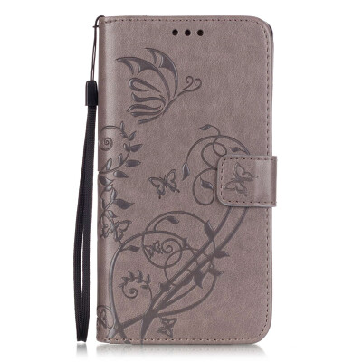 

Gray Flower Design PU Leather Flip Cover Wallet Card Holder Case for HUAWEI HONOR 5X