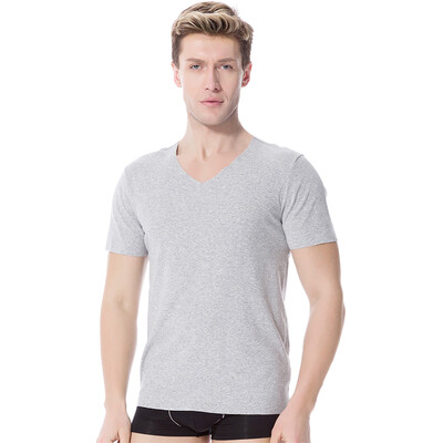 

[Jingdong supermarket] modal vest men's V-neck short sleeve elastic Slim breathable modal T-shirt black L