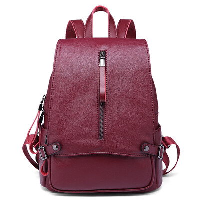 

Crocodile (CROCODILE) casual fashion PU magnetic button female models shoulder bag Korean version of the trend backpack 12627106-01 black