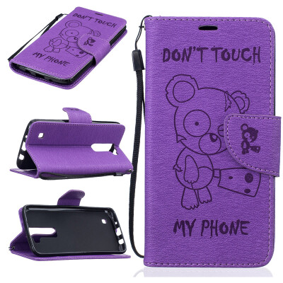 

Purple Bear Embossed PU Leather Wallet Case Classic Flip Cover with Stand Function and Credit Card Slot for LG K7/K8