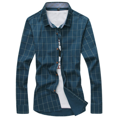 

Мужская рубашка GEEDO Slim Plaid Дикая корейская рубашка DJ252 Lake Blue 2XL