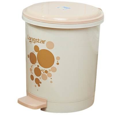 

Longstar longstar 28cm tread plastic trash thickened double liner mute 12L trash can covered LA-08 beige