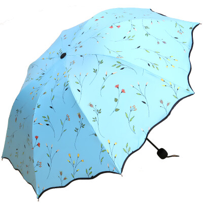 

Wei Long thick black fine sunny umbrella creative birthday gift girls to send students wife girlfriend girlfriends household items practical gifts Begonia flowers light blue