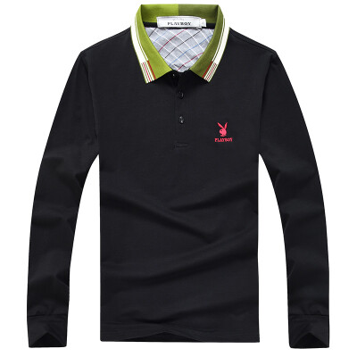 

PLAYBOY POLO Shirt Long Sleeve Business Turn Down Neck T Shirt