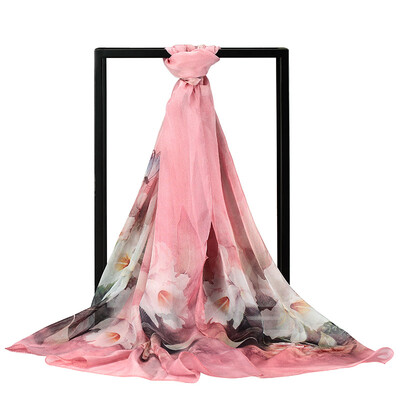 

Jingdong Supermarket Ms Bao Shengxiang silk scarf chiffon long scarf female models scarf air conditioning shawl blue lily s9110