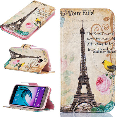 

Paris Tower Design PU Leather Flip Cover Wallet Card Holder Case for SAMSUNG GALAXY J3/J3 2016 J320