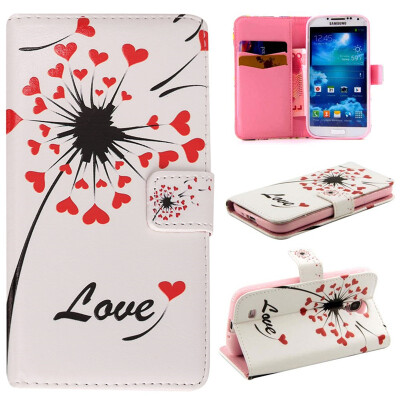 

Love heart dandelion Design PU Leather Flip Cover Wallet Card Holder Case for SAMSUNG Galaxy S4 I9500