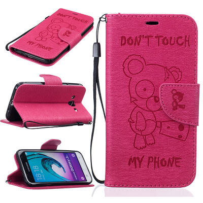 

Rose red Bear Style Embossing Classic Flip Cover with Stand Function&Credit Card Slot for SAMSUNG GALAXY J3J3 2016 J320