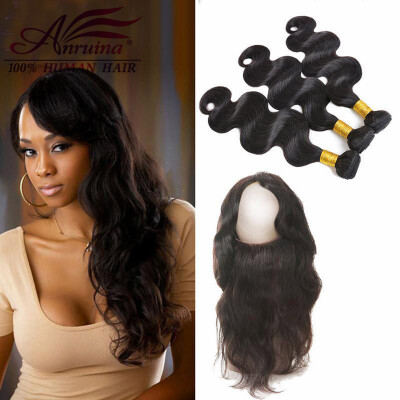 

13*4*2 360 Lace Frontal With Bundles Unprocessed Brazilian Virgin Hair Body Wave Human Hair Bundles With 360 Lace Frontal