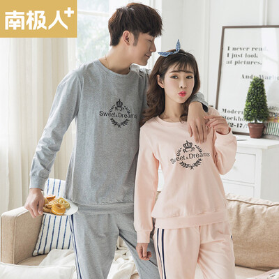 

Antarctic pajamas autumn casual leaves crown cotton long-sleeved couple home service T-QL5035 female models pink L code