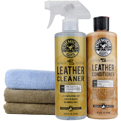 

Chemical Kid Leather Cleaner Set Interior Sofa Leather Clean Coating Moisturizing Care Nursing Neutral Formula Auto Accessories